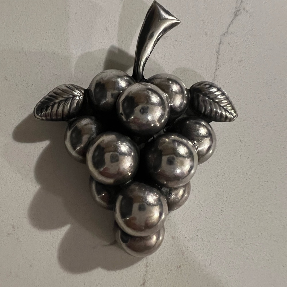 Taxco 980 Sterl Silver Grape Cluster Brooch higher silver content sought after